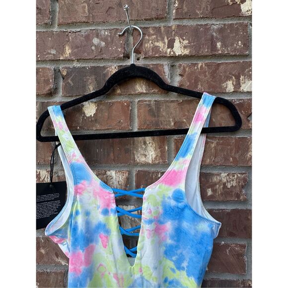 Chaser one piece swimwear size medium multi colored blue, green and pink, no fla - Picture 2 of 12